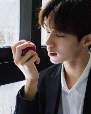 Zhen Hao Li Instagram - I luv apples. 
What about you?

Photo by : @0503_yu 
#universitylife #portraitphotography 
#suitstyle #myhomevibe #boystyle #政大