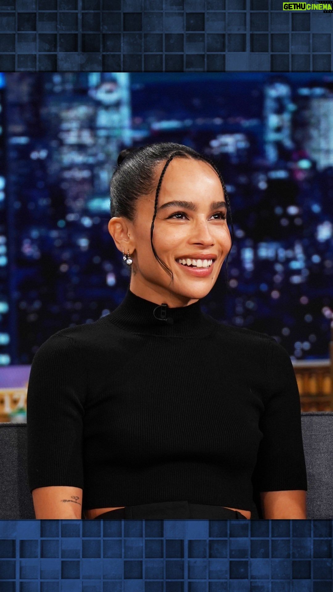 Zoë Kravitz - 1 Million Likes - @zoeisabellakravitz camera tested with Robert Pattinson while he was wearing half of George Clooney’s Batman costume, half sweatpants! #TheBatman #FallonTonight