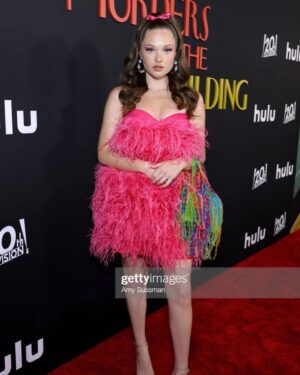 Zoe Colletti Instagram - Season 2 of Only Murders in The Building is streaming NOW! So absolutely honored to be a part of this incredible cast 🎀🤍
……………………………………………………
Styling: @shea.daspin 
Hair: @scottkinghair 
Makeup: @lilly_keys 
Dress: @alamourthelabel 
Bag: @susan_alexandra 
Shoes: @shoedazzle 
Jewelry: @mahrukh.akuly.jewelry