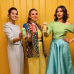 Zoe Viccaji Instagram - Out and about after a very very long time!! Here’s a picture between the masks! Thank you @bohemebykanwal for the lovely cape and @nidakhan.hairstylist for the jumpsuit ❤️❤️ I had a ball with these two @aamnailyas @nimrakhan_official