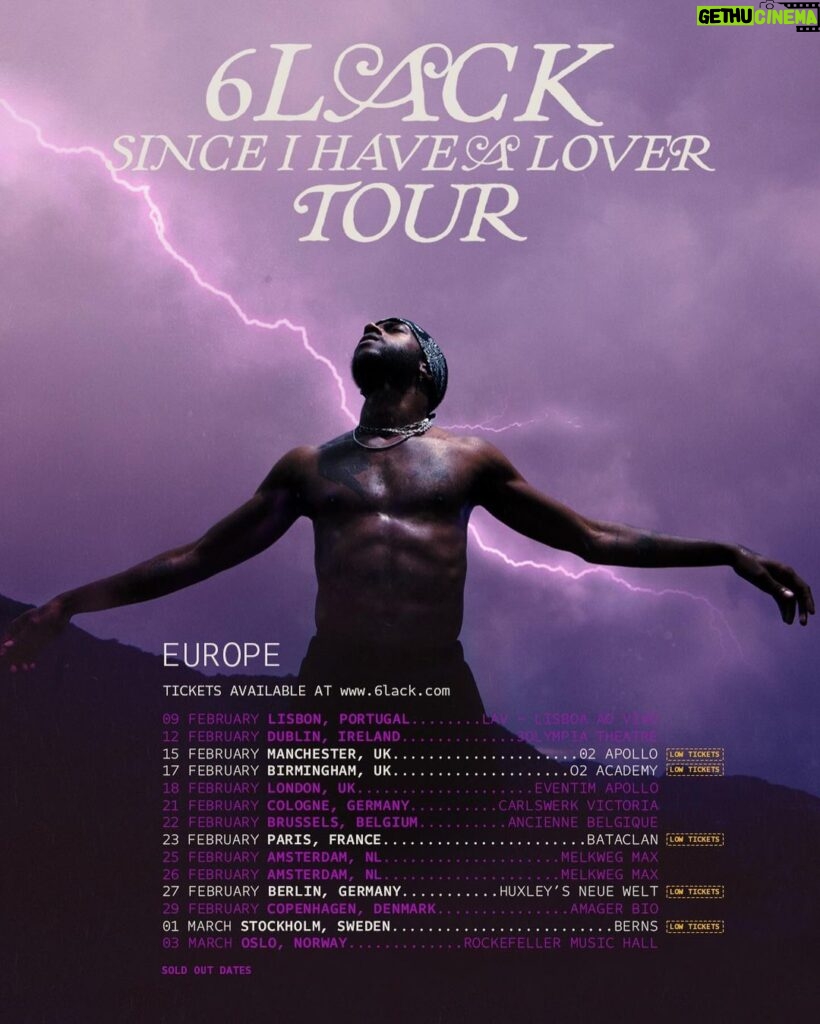 6LACK Instagram - busy til summer— had to get some games in & tell Nova to guard the house SIHAL EUROPE, starts in 2 days 💐 limited tickets available (link in bio)