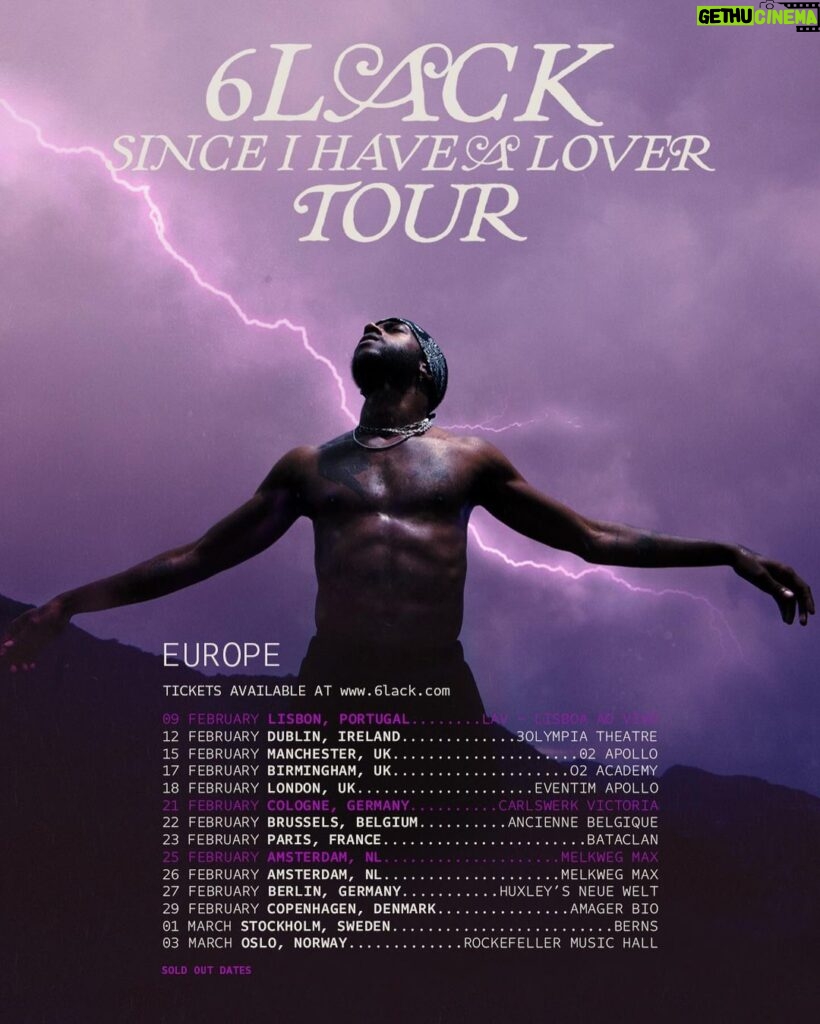 6LACK Instagram - SIHAL 2024 — EUROPE which stop are you coming to? 💐 limited tix available. link in bio. _ (apologies, Glasgow. i’ll see you soon)