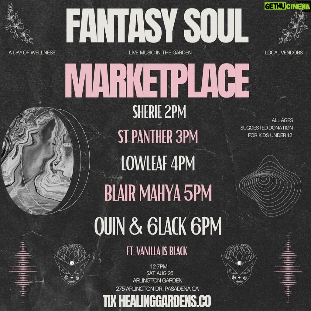 6LACK Instagram - live in the garden tmrw 🌱 @fantasysoulmrkt tickets available until tonight— and then sold at the entrance until capacity think fast 💭 Arlington Garden