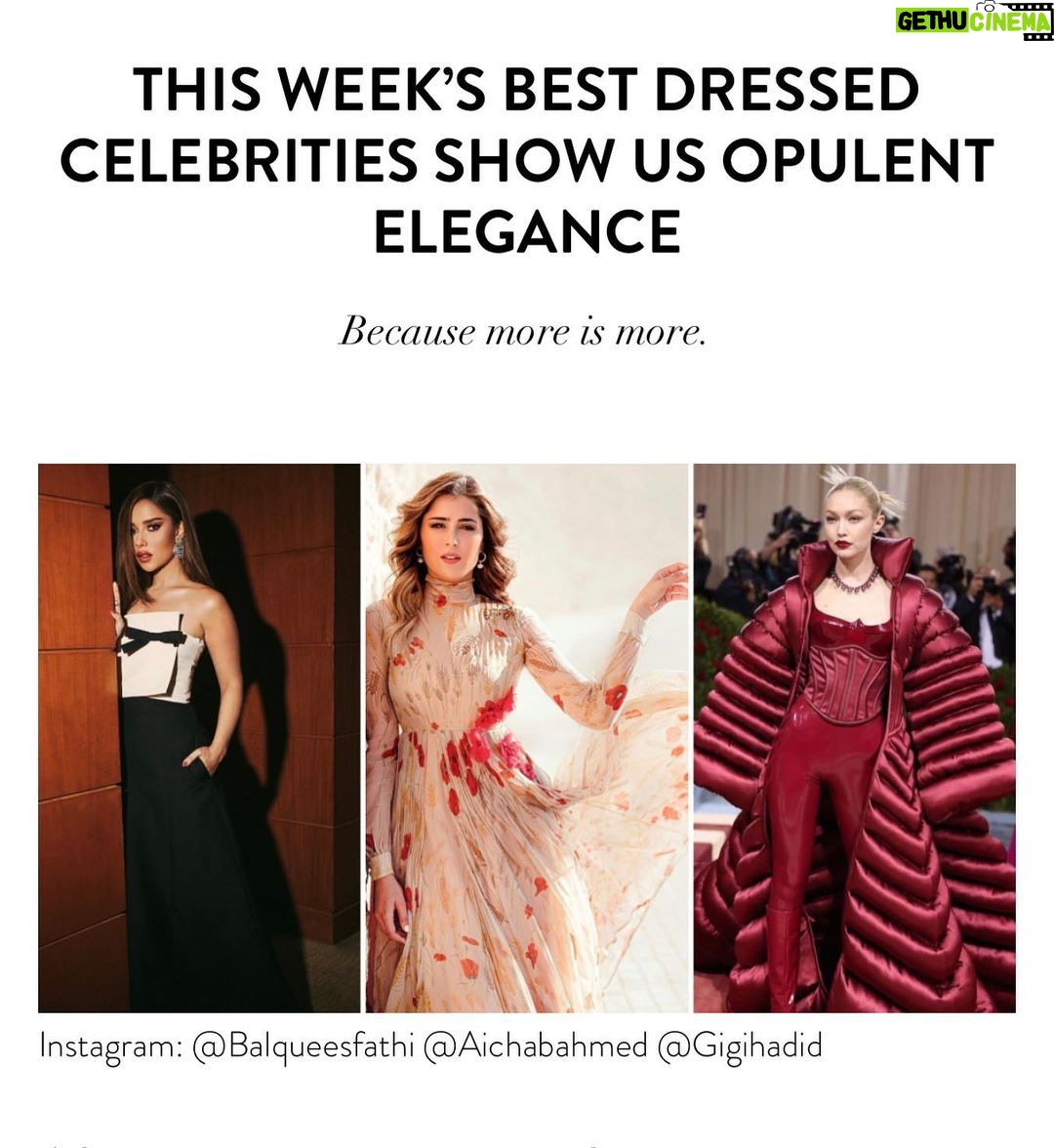 Aïcha Ben Ahmed Instagram - Thank you Grazia magazine ❤️ It is an honor for me to be part and among these gorgeous and elegant women , especially the Icôn Gigi Hadid❤️ Bravo @youmnamoustafa 🌷 @maisonvalentino @gimoooz @ramy.patrek @sohakhoury @grazia @grazia_me