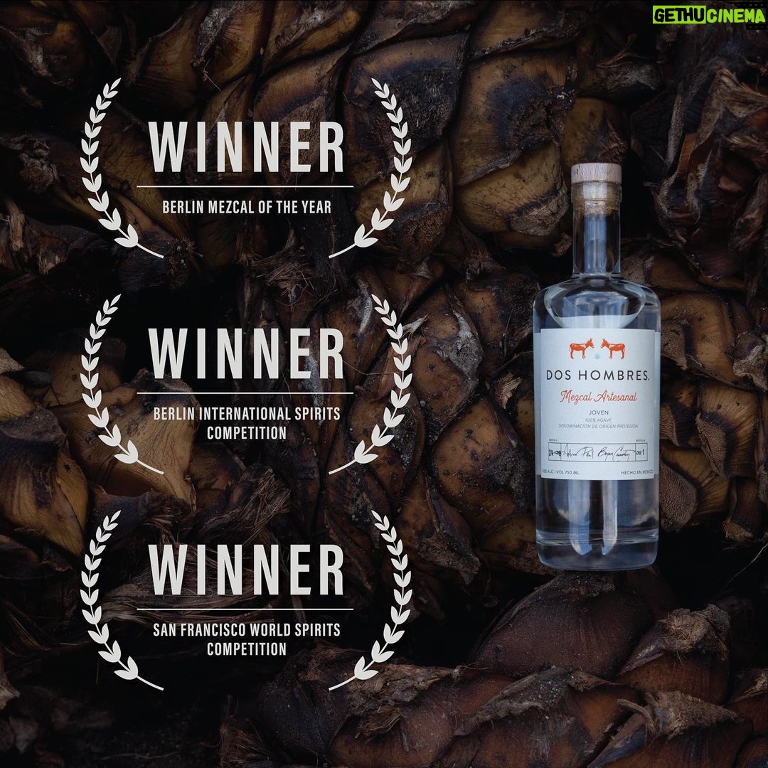 Aaron Paul Instagram - I am so damn proud of @doshombres! None of this would be possible without all of you supporting this beautiful spirit. The person @bryancranston and I would like to thank the most would be our maestro Gregorio Velasco. Without him none of this would be possible. He can track back five generations of beautiful Mezcal coming out of his family. When sipping on Dos Hombres you can taste it. His young boy started learning how to make Mezcal at a very young age just like his father and will eventually take over Dos Hombres once Gregorio decides to hang up his boots. So incredibly proud to be working alongside him, his family and his entire operation. These awards are shared with everyone involved. I raise a glass to them and to all of you out there during this crazy time we are living in. Please stay home and be safe. The future depends on it. Remember, drink responsibly and don’t do it with any of your friends...for now. With love. 🥃