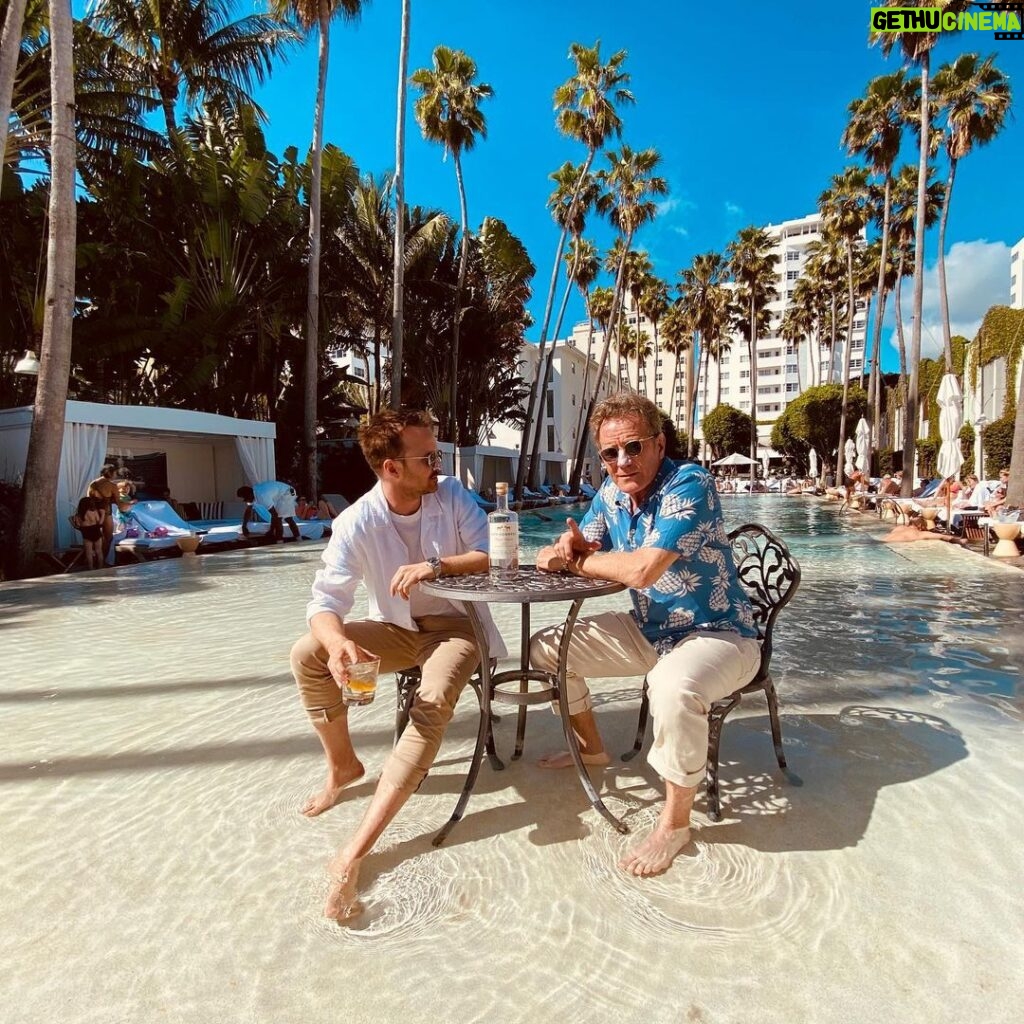 Aaron Paul Instagram - So long South Beach! What a beautiful time we had. @sgwinespirits you really know how to throw a party. Also, thank you @delanohotels for letting @doshombres drink inside your pool. See you soon! 🥃 #DayDrinking #ItsMezcal Delano South Beach