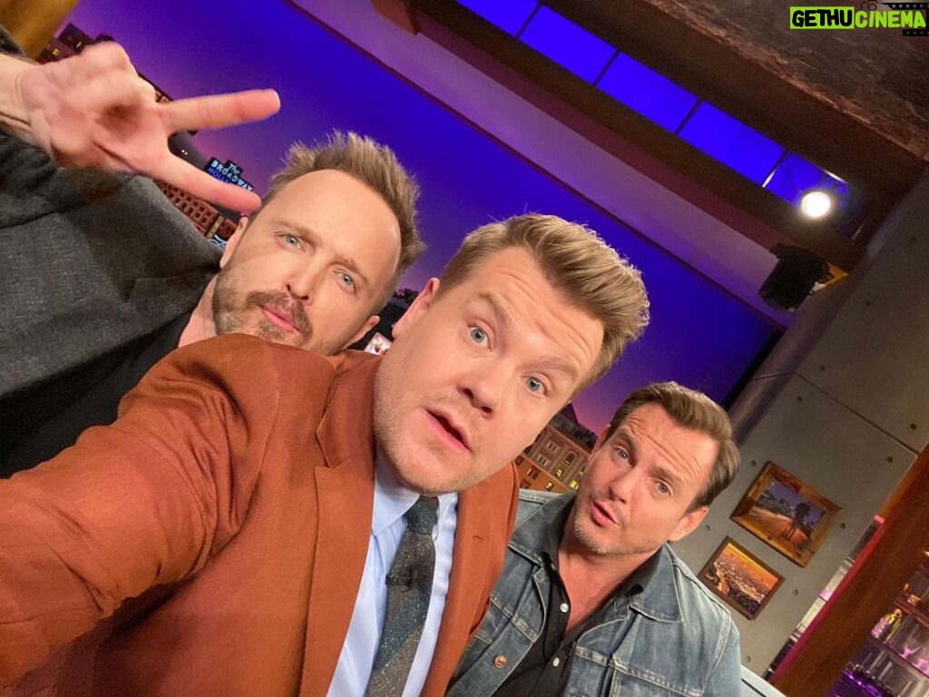 Aaron Paul Instagram - Such a good time being on your show once again! Love you @j_corden! Also, @arnettwill you are a beast. Proud to stand next to you as we slowly say goodbye to our beautifully tragic show @bojackhorseman. Thanks for having us on James. Tune in tonight to hear us talk about things. Much love. 🥃🐴
