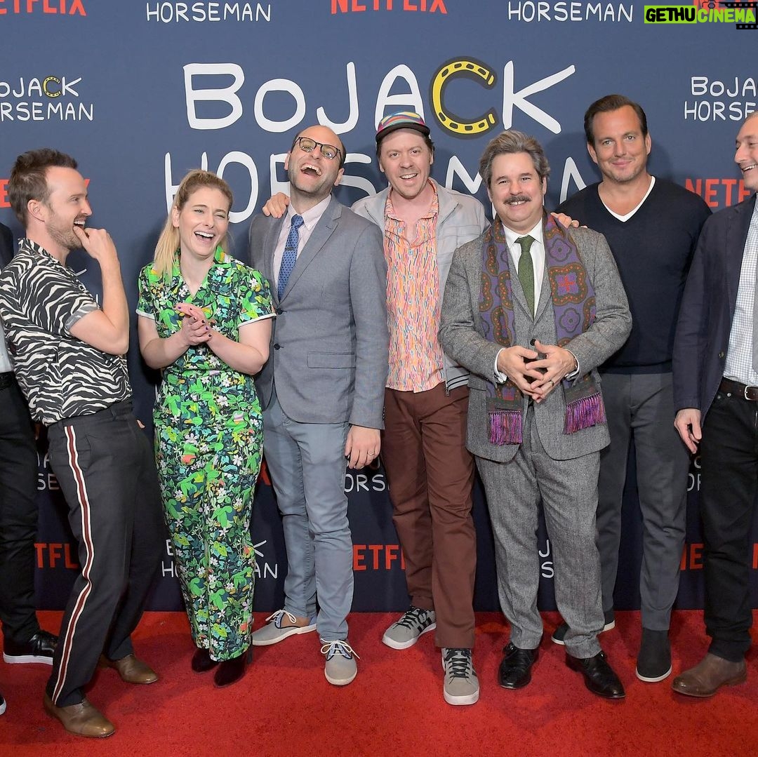 Aaron Paul Instagram - Words could not possibly describe what it’s been like working on @bojackhorseman over the past 6 years. Raphael Bob-Waksberg you are a damn legend my friend. Thank you for letting me come on this journey with you. @lisadraws the world you created for us to play in couldn’t be more perfect. You are such an incredible talent and an even more beautiful spirit. @arnettwill my god man. I have been such a huge fan of yours for so many years but you took your talents to a completely different level with this one. So proud to have worked along side you on this beautifully dramatic tragedy. We wouldn’t be here without you. Life is hard and this show wasn’t ever afraid to tell the hard truths. @pftompkins you my friend are extraordinary. The voices you have swimming inside of your head is something I will always admire. I can only dream of having a glimpse of your talents. What a treasure you are. Thank you for Mr. PeanutButter and all of the other incredible characters you created for us. @alisonbrie what you did with Diane will forever be the anchor of this show for me. She was so honest and pure and broken and beautiful. You absolutely crushed it every single season and this show would not be the same without you. @amysedaris I will miss hearing your voice over the speaker phone while you called in every single week for our outrageously enjoyable table reads. Anytime you would speak up the room would vibrate with love and energy that could only be created by you. To the endless amount of writers and animators...I bow down to you. Thank you. And to our fans, this show could not exist without the love and support from each and everyone of you. Thank you for spreading the love and keeping us on the air. To @netflix, thank you for giving us a home! Thank you for believing in us. Todd Chavez, I could not be more proud to play you. To represent you. To represent a community that I have deeply fallen in love with. I will miss you. And to Bojack, I love you. My dear friend. I am so sorry for the pain you went through as a child. The pain you have overcome as an adult. You deserved more. Thank you for the laughs and all of the tears. Goodbye my friend.🥃😢