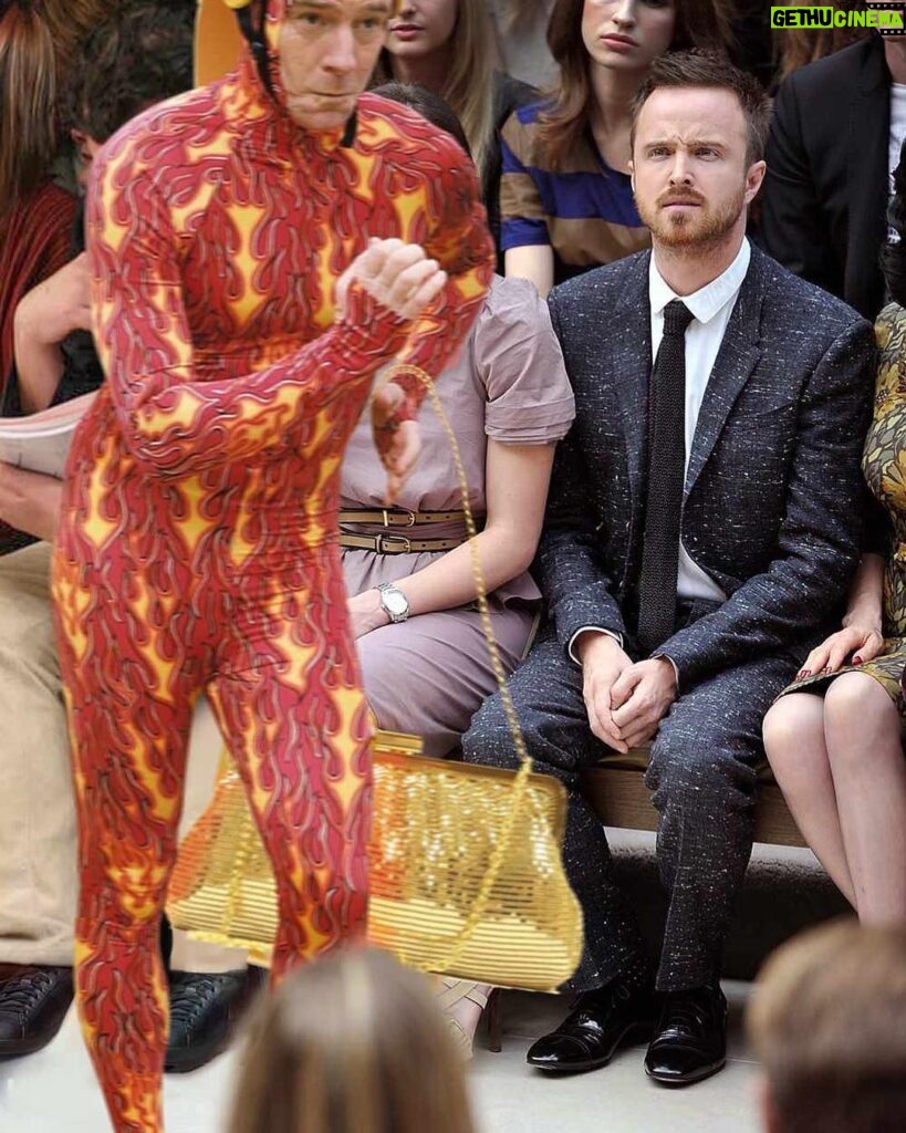 Aaron Paul Instagram - My #MCM goes to this fearless model I once came across at a @burberry fashion show. The way he moved down the catwalk was simply magical. Bravo @bryancranston for always showing the world how a true man should move. Love you brother.
