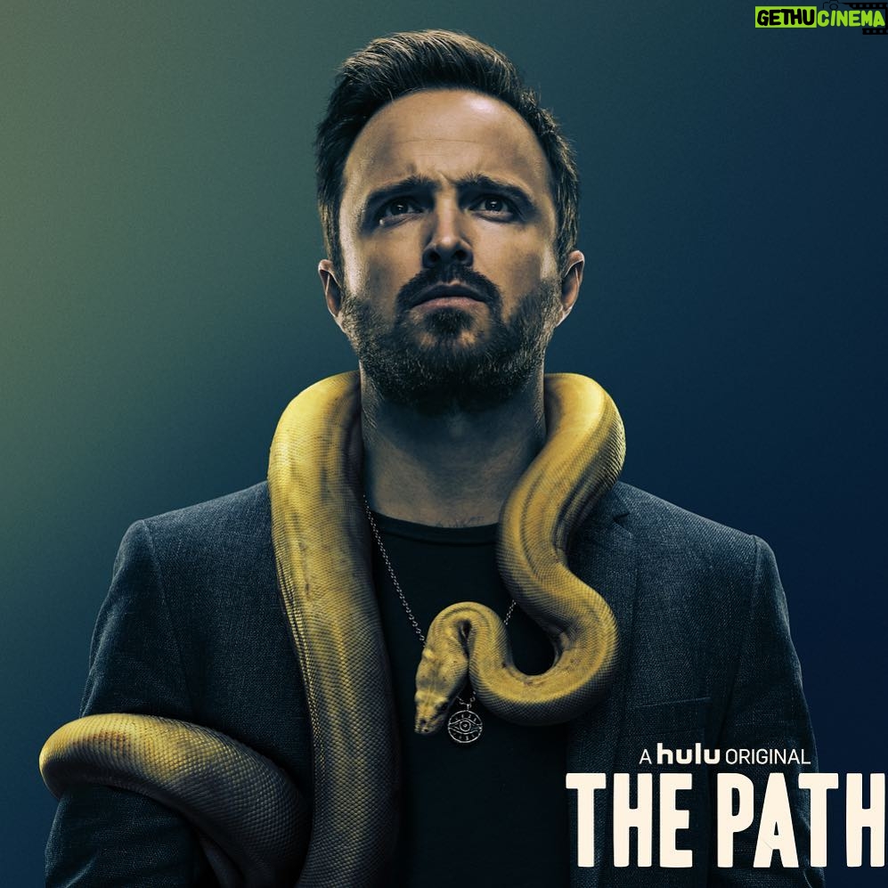 Aaron Paul Instagram - New episode out today people! It's getting a little messy inside of the cult/religious movement that I am trying to run. Also, this snake that I am holding pooped on me during this photo shoot.