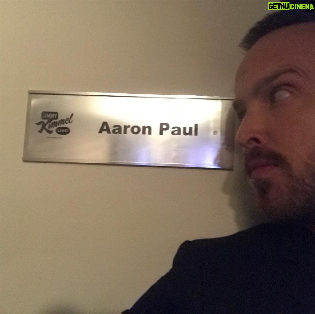 Aaron Paul Instagram - Thanks for having me @jimmykimmel. You are and always have been a beautiful man. Tune in tonight people! Jimmy and I talk about babies and meth and the word bitch and how much it is used on a daily basis from people shouting it at me. We also talk about cults and my show @thepathonhulu. It's a great time. Tune in! Love to you all.