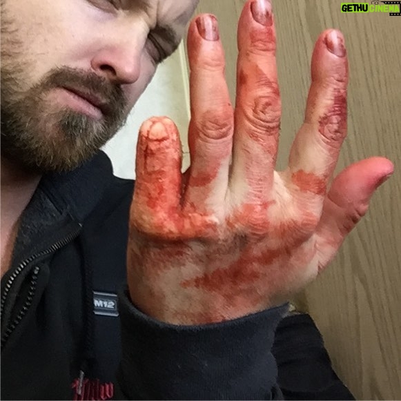 Aaron Paul Instagram - So this just happened. Honestly, didn't hurt as bad as you would think. 🖤🎥
