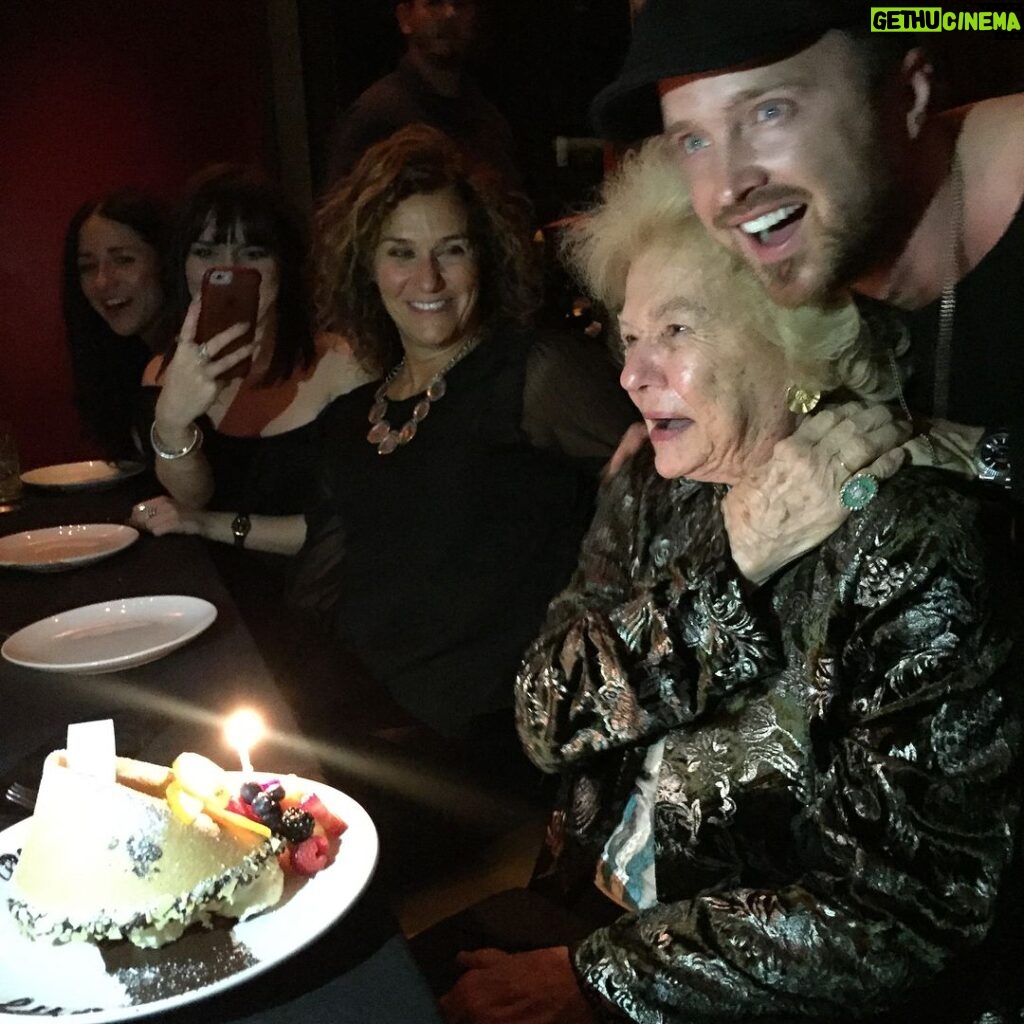 Aaron Paul Instagram - Happy birthday to this beautiful 90 year old lady! You wear your sweet heart on your sleeve and we all love it so much. Thanks for choosing Vegas to ring in your 90's. It's been incredible. Also want to say a quick thank you to the wonderful staff at @taolasvegas for the perfect dinner last night. It truly could not have been better. Best vibe in town for sure. Give me all of the espresso martinis you have. #VegasBabyVegas #Nana #Tao Tao Las Vegas