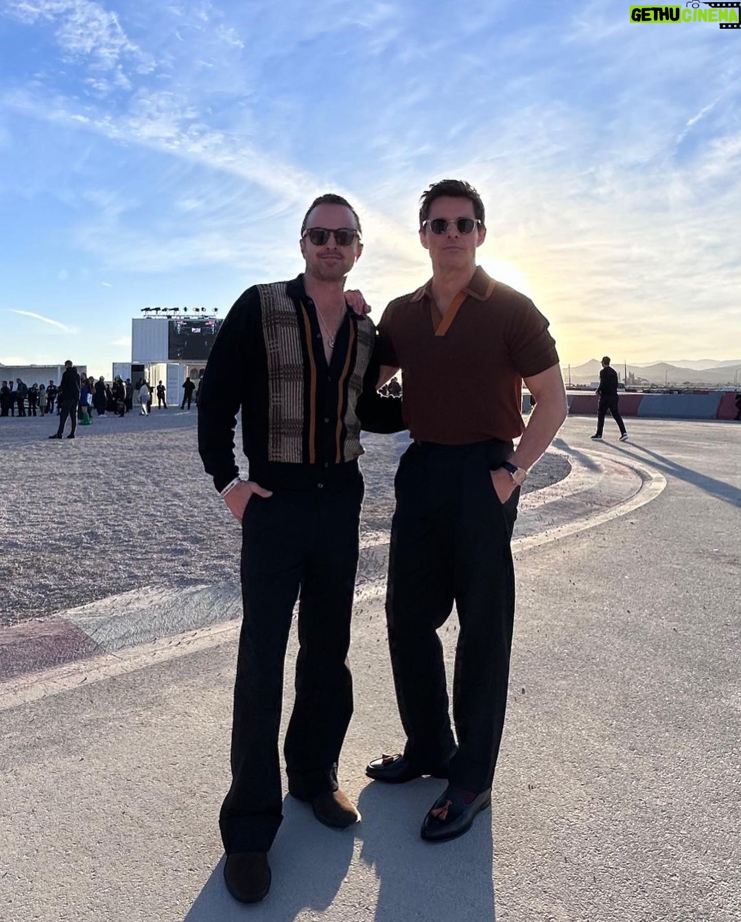 Aaron Paul Instagram - Hanging with the brilliant and also ageless @james_marsden at Speed City, Vegas for the launch of the new GT ahead of F1. Thank you for having me @mercedesamg. Had the best time. And thank you @iwcwatches for always making me want to know the time. You two really know how to throw a party.🖤