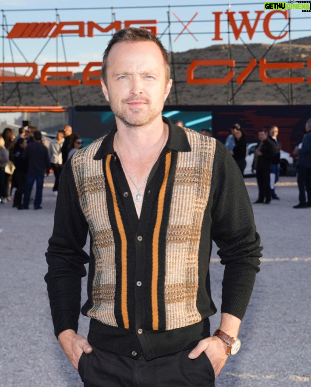 Aaron Paul Instagram - Hanging with the brilliant and also ageless @james_marsden at Speed City, Vegas for the launch of the new GT ahead of F1. Thank you for having me @mercedesamg. Had the best time. And thank you @iwcwatches for always making me want to know the time. You two really know how to throw a party.🖤
