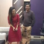 Aarya Ambekar Instagram - A melodious song is on its wayyy!!! Releasing sooon!! Its gonna be my 1st association with Suresh Wadkar ji and I can't keep calm.!!!😁🙏🏻 (Any guesses what it could be about?) Swipe to see how subtle Saleel dada can be, after passing a series of hilarious remarks himself..vs, me.. completely losing it..!!!😝😝 Dawn Studios