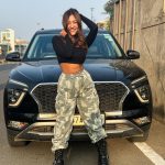 Aashika Bhatia Instagram - Ready to hit the road in my sleek black steed🖤 Baggy jeans- @fashionstruc