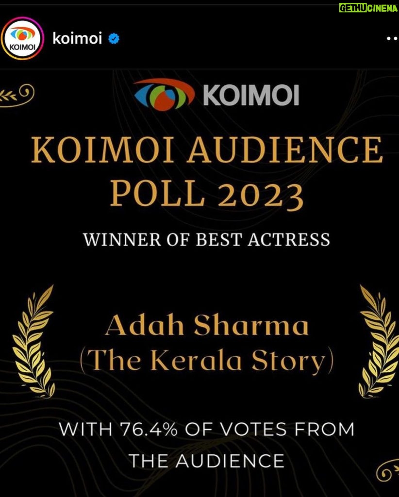 Adah Sharma Instagram - Best Actress on an audience poll jeetna matlab 💃💃💃💃💃💃💃thank you audience ❤❤❤