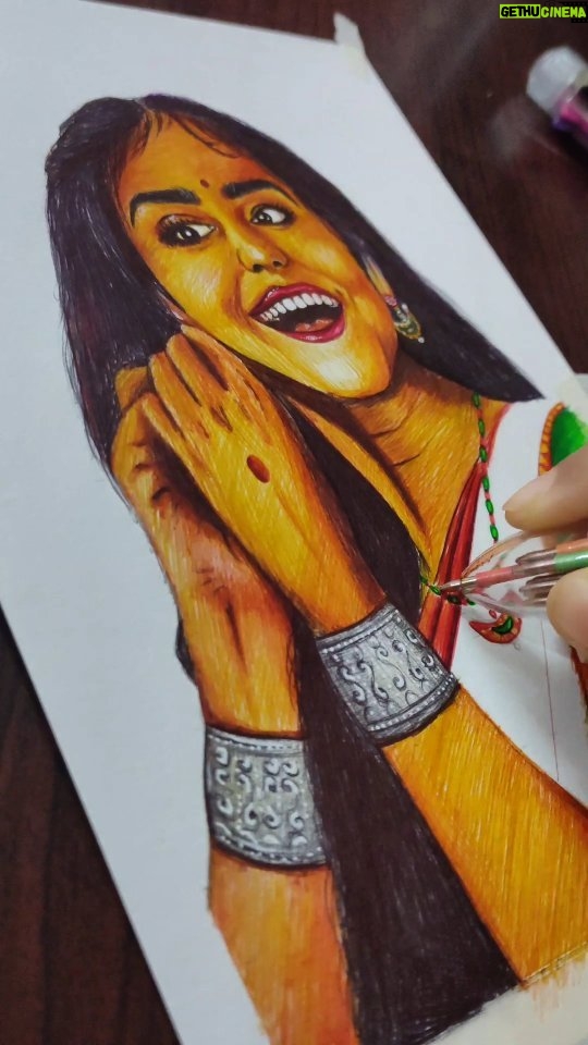 Adah Sharma Instagram - Penart 🖊️ @adah_ki_adah in Assamese version ❤️ #reels #drawing #penart #adahsharma #trendingreels #assam #assameseversion #assamartist #nalbariartist #paintingreels #assamesetradition #traditional #assam #mekhelasador #bihu #dress #actress #fyp #thekerelastory