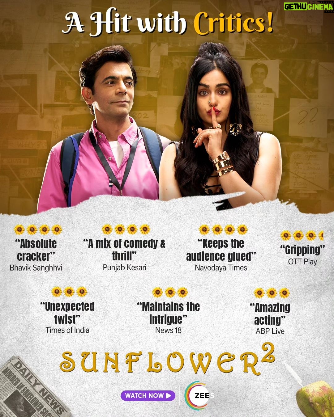 Adah Sharma Instagram - Your favourite part of #SunflowerSeason2 ? streaming now, only on #ZEE5 #Sunflower #adahsharma @whosunilgrover @adah_ki_adah @ranvirshorey @vikas71 @parmarchaitally @navingujral @mukulchadda @ashishvidyarthi1 @shonalinagrani @sonaljhaofficial @radhabhatt @salk.04 @officialashwinkaushal @reliance.entertainment #GoodCo @virajsawant @sarkarshibasish @ria.nalavade @girishkulkarni1 @manish_kalra_ @nimishalok @surryamenen @duhjizzy @navagat_p @zee5 @zee5global Sonu and Rosie wearing Stylist :- @akangshee Styling Assistant:- @nishi_malvankar Outfit By:- @naymish @viralmantra Accessories:- @aaree_accessories
