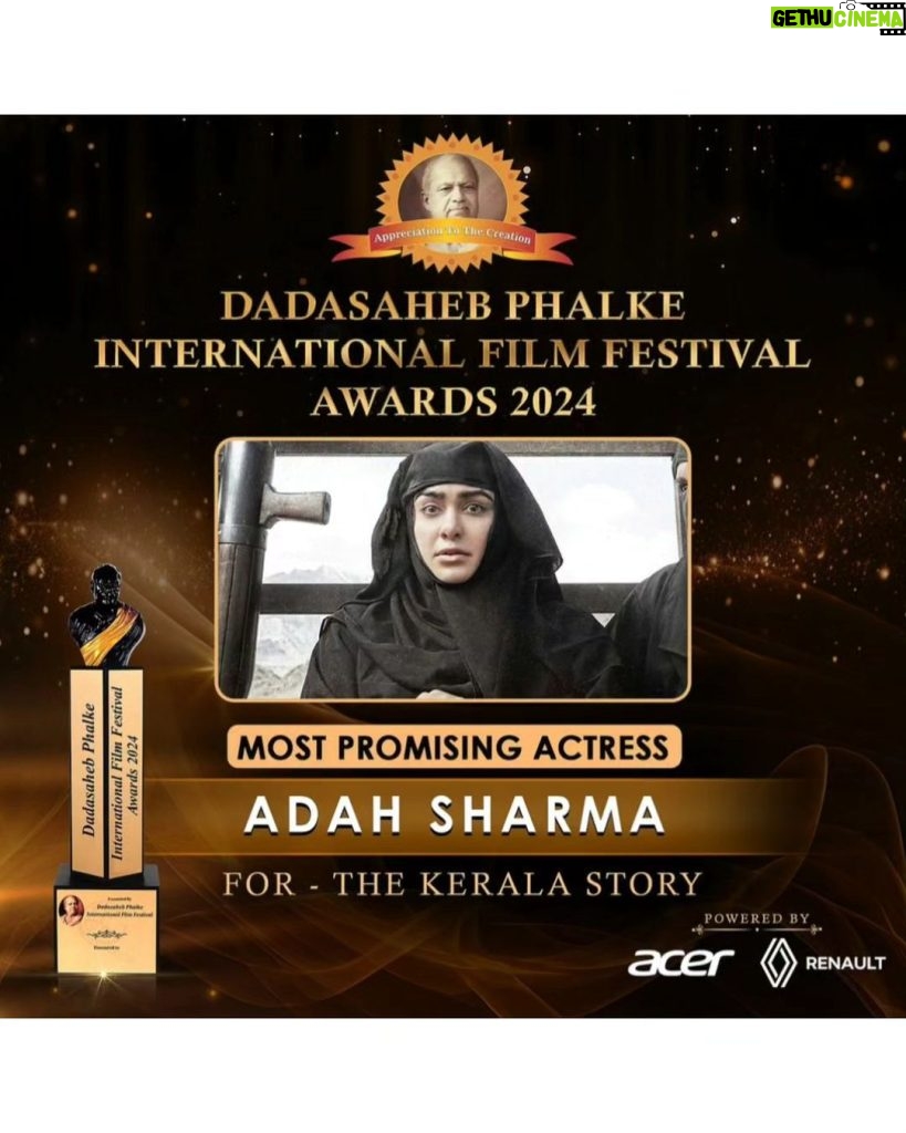 Adah Sharma Instagram - Most promising actress at DadaSaheb Phalke International film awards 2024 ❤❤❤ Congrats audience 🙏😘 . . . Photographed by - @ajayjangidphotography Stylist : @khusshiii.k Outfit : @kalighataindia Hair @snehal_uk Makeup @kanika_arrora Managed by @asira.09_ Publicist @shimmeryentertainment