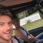 Adam Demos Instagram - Had to get a tow because we had precious cargo in the back @netflixfilm #fallinginnlove @rogerkumble @christinamilian