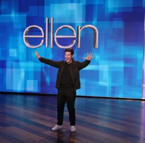 Adam Devine Instagram - I’m guest hosting Ellen today! How?! What?! I dunno but it was so much damn fun. I got to interview my friends @itsjuliebowen AND @ders808. I drank @villagerspirits and there was SO. MUCH. DANCING. I honestly love getting a little out of the comfort zone and doing stuff like this. As always… I kept it weird. @theellenshow