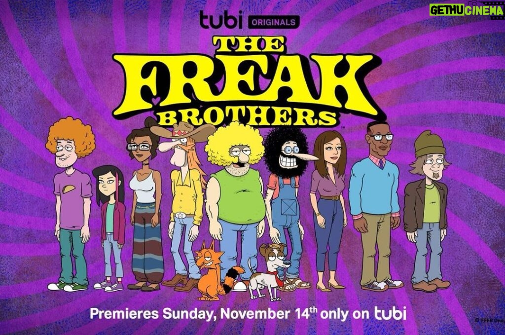 Adam Devine Instagram - The homie @blakeanderson and I are animated stoner FREAKS with hearts of Acapulco Gold on @TheFreakBrothers streaming FREE November 14th on @Tubi #TheFreakBrothers