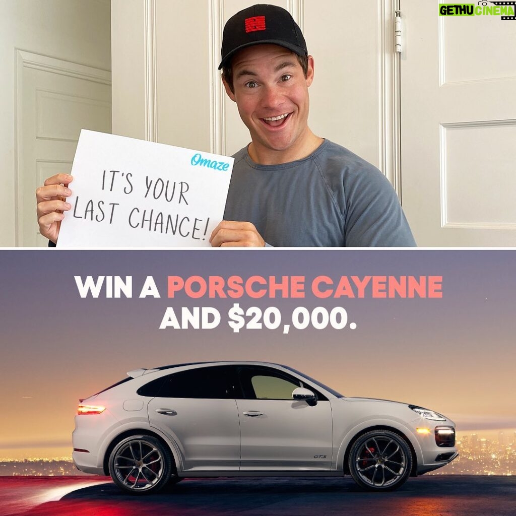 Adam Devine Instagram - My friends at @omaze are giving YOU a chance to score Porsche’s sportiest SUV and $20,000 cash... but time’s running out! Support Children’s Miracle Network Hospitals and enter at the link in my bio or go to omaze.com/WinOurGTS #omaze