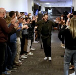 Adam Devine Instagram - I’m guest hosting Ellen today! How?! What?! I dunno but it was so much damn fun. I got to interview my friends @itsjuliebowen AND @ders808. I drank @villagerspirits and there was SO. MUCH. DANCING. I honestly love getting a little out of the comfort zone and doing stuff like this. As always… I kept it weird. @theellenshow