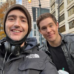 Adam Devine Instagram - …And that’s a wrap on the OUT-LAWS! What a ride. I’ve been trying to make this movie for a long time and I couldn’t be more happy with the cast we put together and the work we did! Pierce Brosnan?! Ellen Barkin?! Nina Dobrev?! Michael Rooker?! To name a few. @tylerSpindel directed the hell out of this one. Even Turner and Ben Zazove wrote this bad boy! @happymadison produced! AND our Atlanta based crew absolutely slayed it. Can’t wait for you guys to see it on @netflix sometime next year. 

1. before shooting. Everyone in their reg clothes. I think Nina is going through something…
2. The boss man @tylerspindelfilms. Prob giving me the note be be dorkier. Guess I’m cool AF?! Who knew?!
3. You know I had to get my boy @blakeanderson up in this.  4. Nina refuses to give me one of the 12 dozen photos she took on set so I had to steal one she already posted of us hanging one weekend. 
5 & 6. Introducing Owen T. Browning.