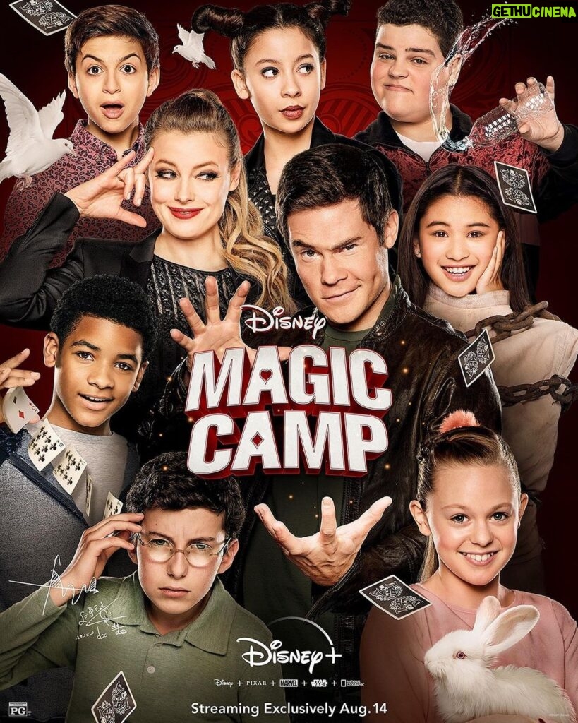 Adam Devine Instagram - Magic Camp premieres this Friday on @disneyplus ! I had a blast shooting this movie. Grab the kiddos and go to camp! I grew up watching KAAAUUUTE Disney movies like this. It was fun to do a movie that my little cousins and my friends little kids can watch and have fun. Gillian Jacobs is so great in this and in everything she does and these KIDS are next level. Check it out!
