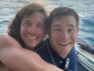 Adam Devine Instagram - Wow! It’s shark week again on @discovery. I absolutely love shark week and this year they let me take @ders808 and @blakeanderson to the Bahamas to unveil one of the largest congregations of Tiger Sharks in the world. Last year my boy @draustingallagher and I tagged a tiger shark in the Bahamas. We tracked it all year, it all the way to Canada and back to within 100 yards of where we tagged it! It’s truly a shark party!