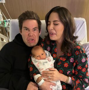 Adam Devine Instagram - Meet lil baby Beau Devine! He can be fussy at times but we’ve already learned some great parenting techniques.  Do your best fussy baby impression along with him and he’ll straighten right out.
