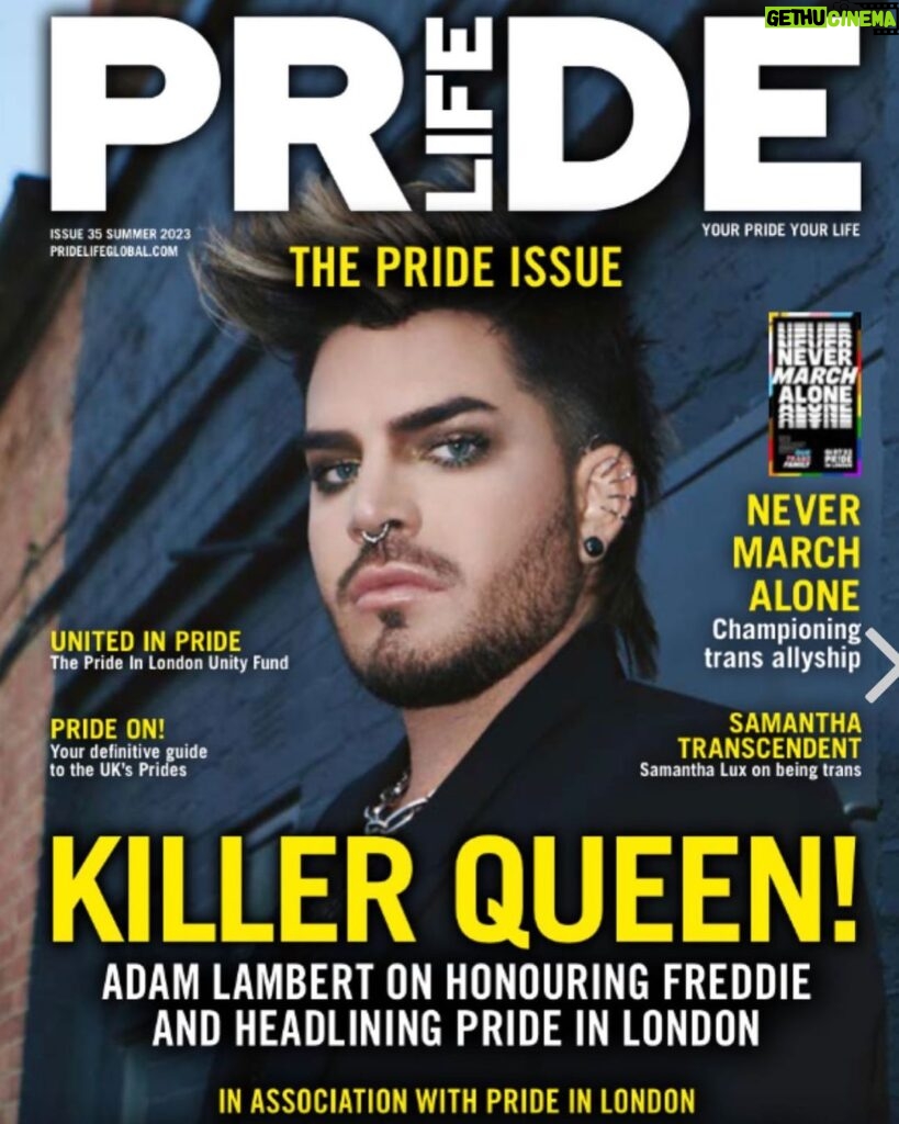 Adam Lambert Instagram - I'm so honored to be on the cover of @pridelifeglobal @pridelifemag this month and excited to see you all at @prideinlondon soon!!! 🌈 ✨