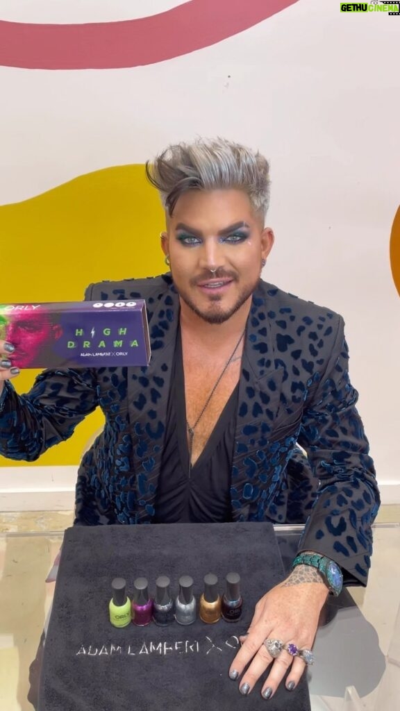 Adam Lambert Instagram - Are your pride nails chipping? We've got just the thing for you! Get my newest set of nail polishes in collaboration with @ORLY inspired by my latest album High Drama and get them glammed up again ✨ Join the giveaway using #AdamLambertPride on this post and tag your friends 💅