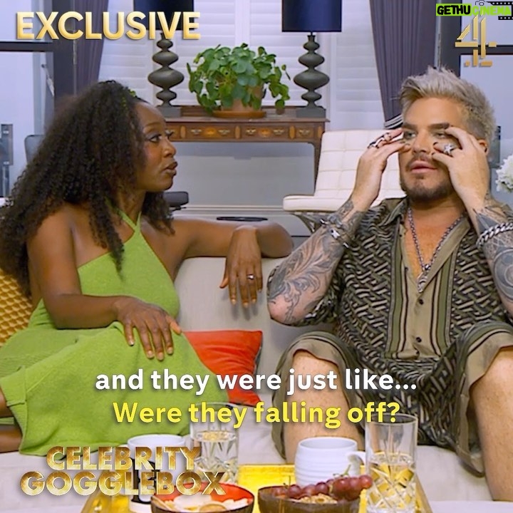 Adam Lambert Instagram - If you’re going to suffer from hayfever, you might as well do it in style 🤧 #CelebrityGogglebox returns tonight at 9pm, @channel4 📺👀⭐️🙌 @adamlambert @beverleyknight