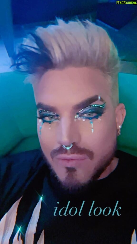 Adam Lambert Instagram - Makeup look i came up with for @americanidol I CANT STAND THE RAIN performance. Thanks to @face_lace for the pieces above my lids. :)