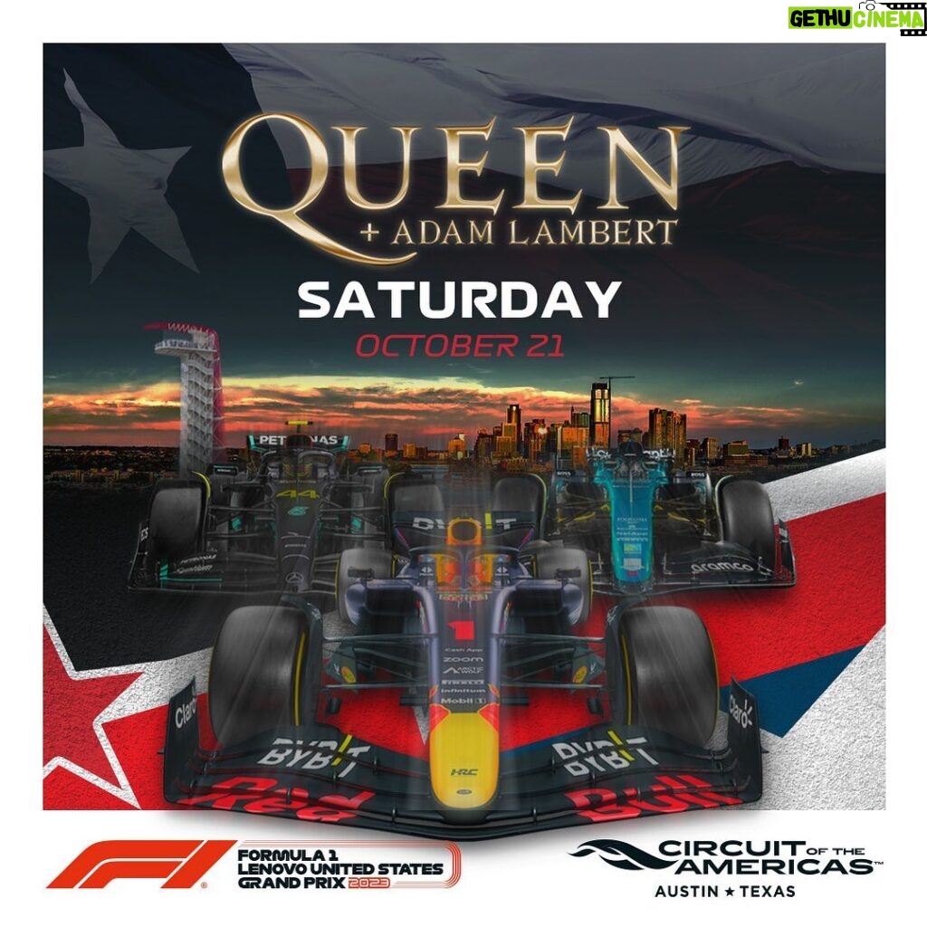 Adam Lambert Instagram - We're ready to rock with you on the racetrack during the Formula 1 Grand Prix weekend at Circuit of The Americas this October! Get your tickets at the link in bio 🏎 @cota_official