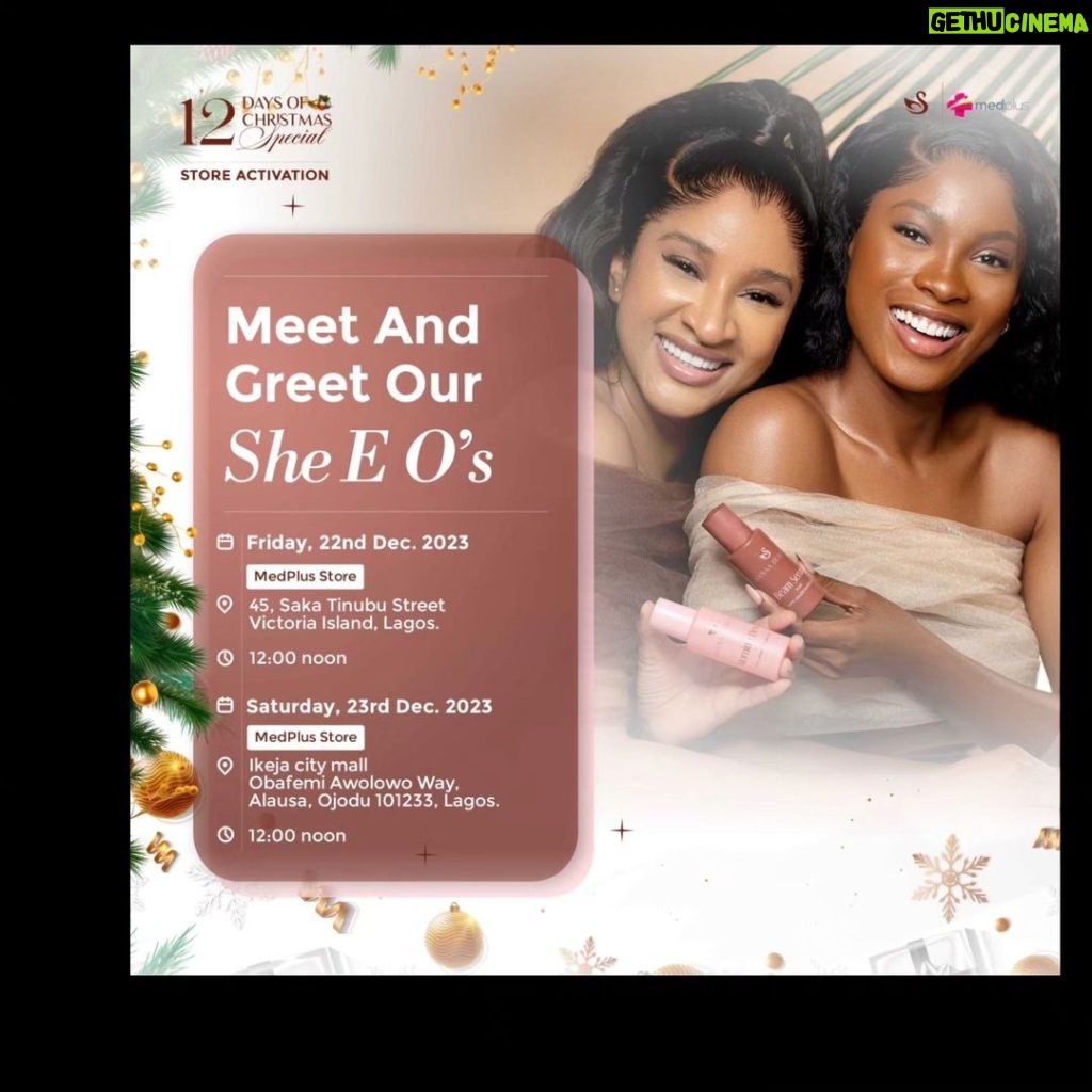 Adesua Etomi-Wellington Instagram - DUMP!!! Come hang with @jemimaosunde and I (tomorrow and saturday @medpluspharmacyng locations) as we introduce you to our gorgeous products @sanaabeautyltd We have exciting discounts and 12 days of Christmas offers as well as giveaways for the first 20 guests to get to the venues on both days. We can't wait to see you all, so please come through. ❤️❤️❤️