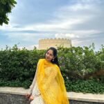 Ahana Kumar Instagram - 🌼☘️ White & Yellow Salwar from @styledivalabel 🌻 #Udaipur 🍃