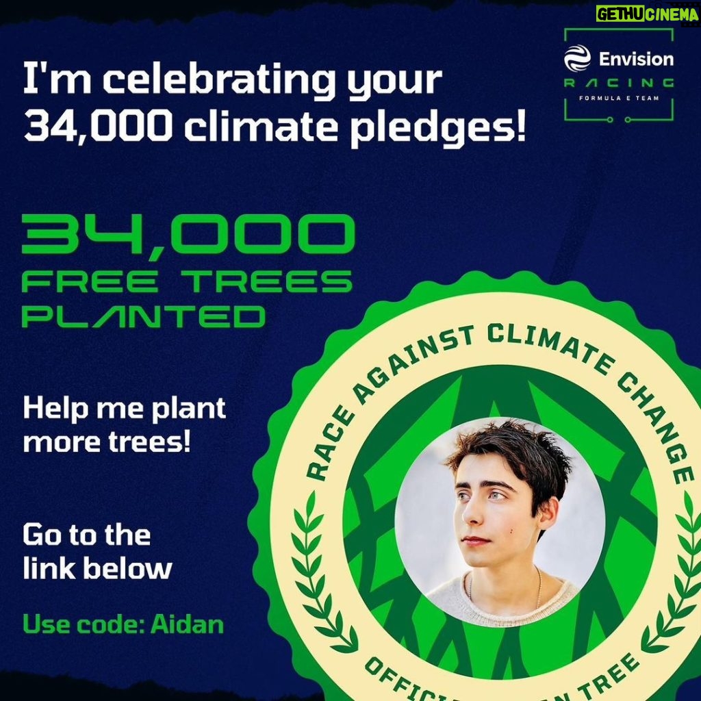 Aidan Gallagher Instagram - Today, March 21 is the International Day of Forests. Did you know that around 1.6 billion people depend directly on forests for food, shelter, energy, medicines, and income? Did you know that the world is losing 10 million hectares (1 hectare = 10,000 square meters) of forest each year — about the size of Iceland!   Will you help me plant trees for FREE and save our world? It’s easy!  Take a climate pledge at this website: https://envision-racing.com/pledge/   and enter code: AIDAN @envisionracing @unep @unitednations @cnn @bbcnews @whitehouse @time @treeswithaidan   #sustainablechange #actnow #climateaction #treeswithaidan #savetheworld #aidansarmylovestrees #raceagainstclimatechange #intlforestday #globalgoals #sdgs #fornature #unforests