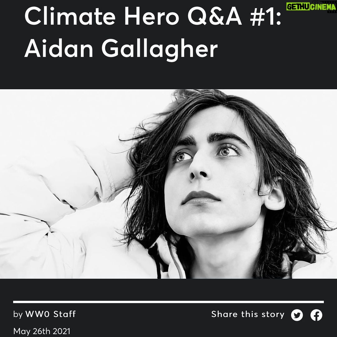 Aidan Gallagher Instagram - Check out my new interview in FRONT LINES Magazine: https://worldwarzero.com/magazine/2021/05/climate-hero-q-and-a-1-aidan-gallagher/