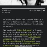 Aidan Gallagher Instagram - Check out my new interview in FRONT LINES Magazine: https://worldwarzero.com/magazine/2021/05/climate-hero-q-and-a-1-aidan-gallagher/