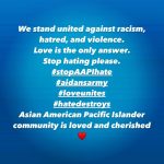 Aidan Gallagher Instagram - We stand united against racism, hatred, and violence. Love is the only answer. Stop hating please. #stopAAPIhate #aidansarmy #loveunites #hatedestroys Asian American Pacific Islander community is loved and cherished ♥️ Please comment your commitment to love and share on your page! Toronto, Ontario