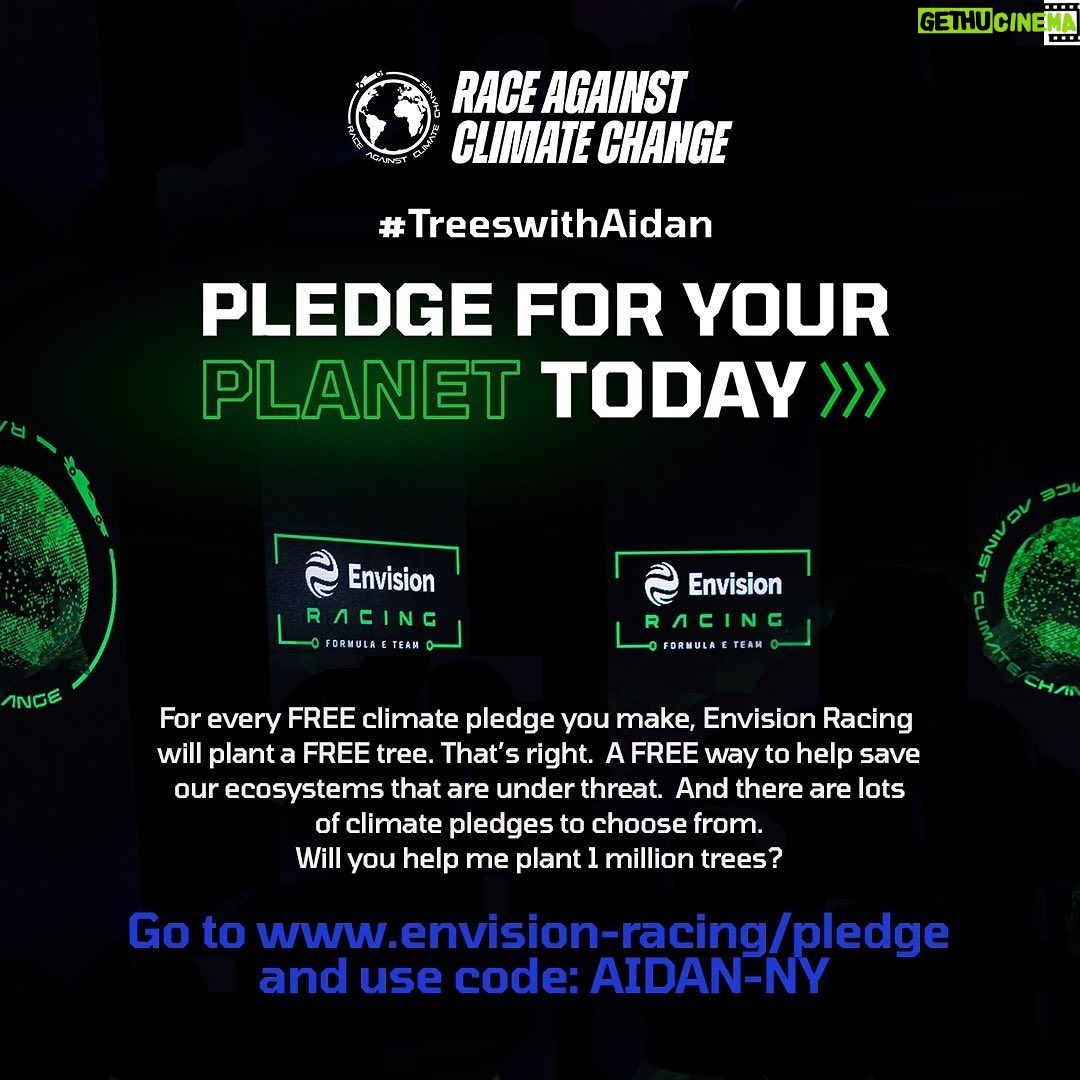Aidan Gallagher Instagram - If car racing can run on clean, affordable and renewable energy, so can our society. GEN 3 will help us transition away from fossil fuels. Learn more about the most advanced and efficient electric race car ever developed! It's our turn. It's our Earth. For every FREE climate pledge you make, Envision Racing will plant a FREE tree. That's right. A FREE way to help save our ecosystems that are under threat. And there are lots of climate pledges to choose from. Will you help me plant 1 million trees? Go to www.envision-racing.com/pledge and enter code: AIDAN-NY Thank you! @envisionracing #Race Against Climate Change Seattle, Washington