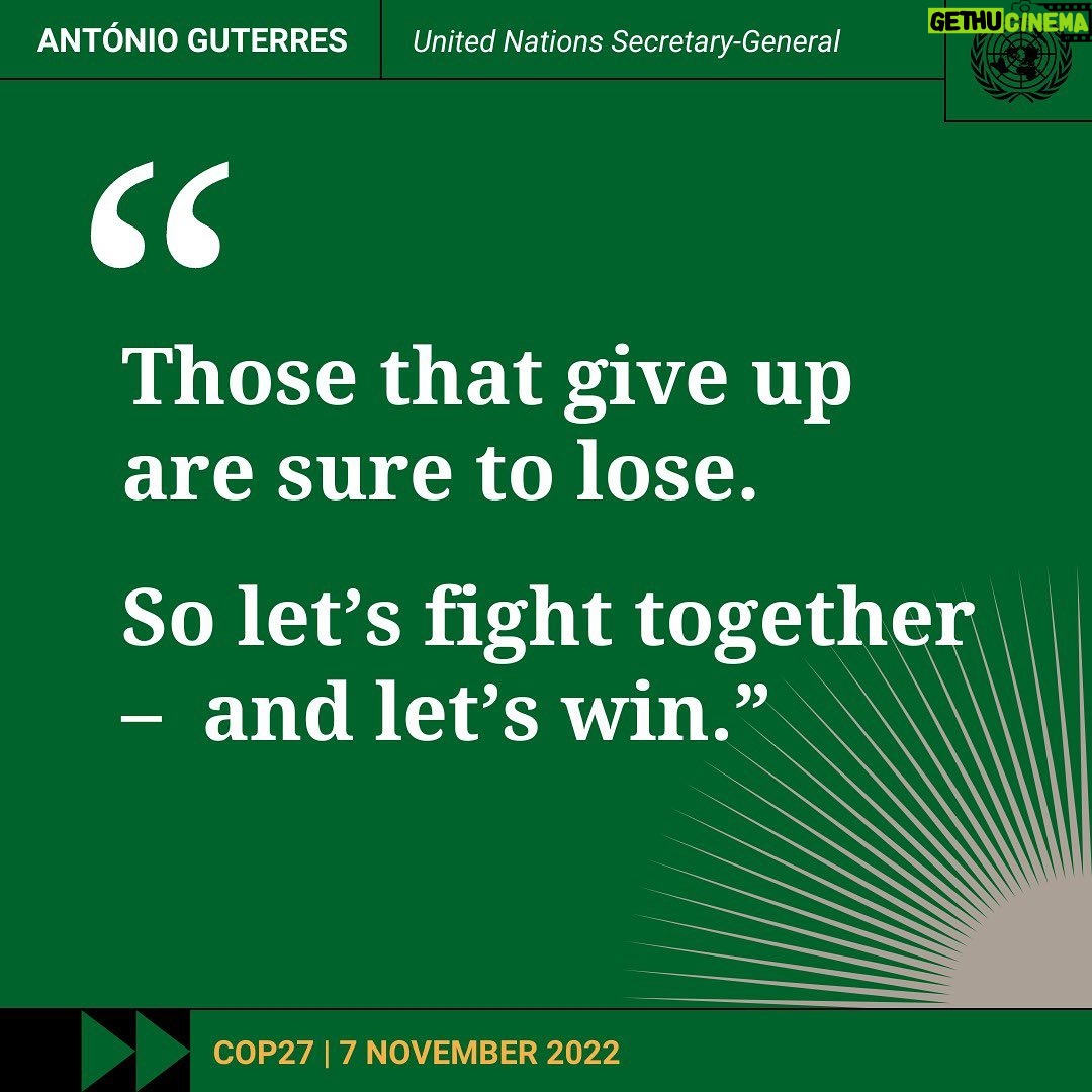 Aidan Gallagher Instagram - "Our planet is fast approaching tipping points that will make climate chaos irreversible. We are on a highway to climate hell with our foot still on the accelerator," #UnitedNations Secretary-General @antonioguterres warned at the #COP27 Climate Conference in #Egypt. But he also stressed that the answer is in our hands: "Human activity is the cause of the climate problem. So human action must be the solution." "The climate crisis is the fight of our lives - and we are losing. One thing is certain: those that give up are sure to lose. So let’s fight together– and let’s win."
