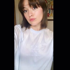 Aimee Lou Wood Instagram - It’s #BreastCancerAwarenessMonth 💕 @StellaMcCartney and @SexEducation want you to add some TTT to your regular routine: TOILET, TEETH, TITS. Go to the Toilet, brush your Teeth and then check your Tits!

Need a daily reminder? Get the limited-edition TTT t-shirt I’m wearing at stellamccartney.com. For every tee purchased, the #StellaCares Foundation will donate a Louise Listening post-mastectomy bra to someone who needs it.

#BCA #SexEducation #BreastCancerAwareness #stellamccartney