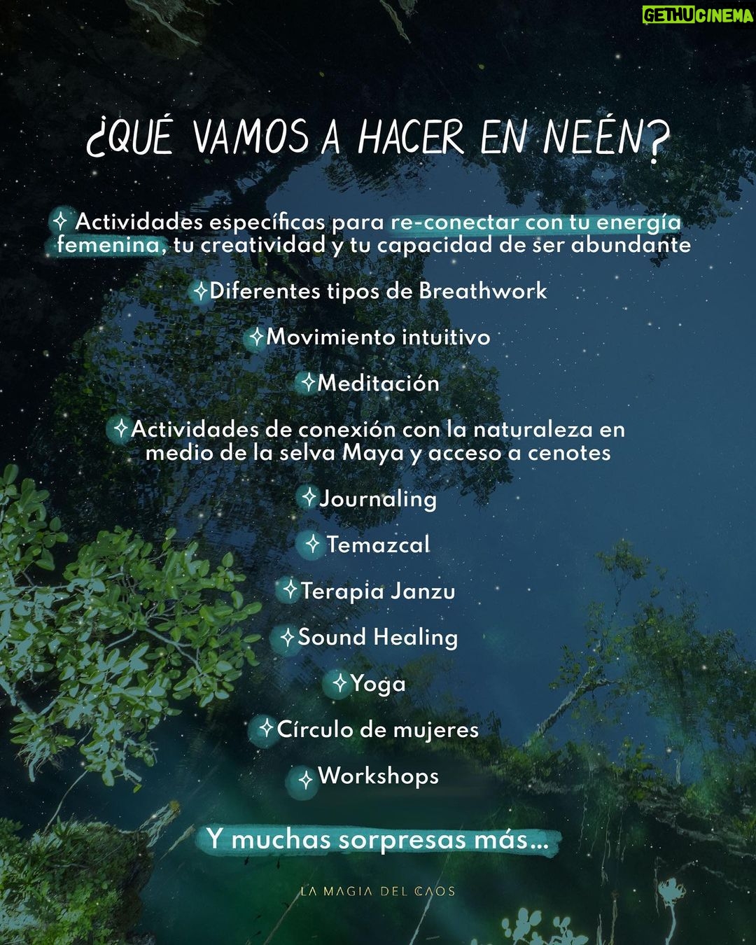 Aislinn Derbez Instagram - Por mucho tiempo nos compramos la idea de que las mujeres somos competencia en lugar de ser aliadas y la realidad es que casi siempre somos un reflejo de las otras.🪞 Entonces… ¿qué pasaría si te contara que SÍ existe la posibilidad de crear comunidad, unión y alineación con mujeres que están, igual que tú, dispuestas a darse un clavado a sí mismas para convertirse en su mejor versión? Te quiero invitar a “Neén”, el retiro EXCLUSIVO PARA MUJERES que creamos con mucho amor para que tú puedas re-conectar con tu energía femenina en un espacio seguro: Es un retiro de 4 días y 3 noches donde vas a recordar tu capacidad de crear una vida abundante y sacar del cajón todos esos sueños y deseos que has dejado de lado… ¿CUÁNDO? Del 7 al 10 de diciembre de 2023 ¿DÓNDE? Nuestra sede es un lujoso oasis dentro de la selva Maya… el exclusivo Hotel: @destinomiobyaken en Tekit, Yucatán, México. EL EVENTO VA A SER FACILITADO POR: @fuerzainconsciente, co-creadora del Método Heart Breath, facilitadora de Rebirthing Breathwork, Oxygen Advantage, y Respiración Ovárica, Coach, Maestra de Yoga, Astróloga y escritora: autora de “Mujer Libre”, “El Gran SÍ” y creadora del oráculo “Selva Inconsciente”. Y @soizic_avila_moussie , psicóloga educadora, facilitadora de danza y terapia intuitiva a través de la medicina del agua, Event Planner en Ritos de Paso y co-creadora de Destino Mío (nuestra sede). ¿QUÉ HERRAMIENTAS VAMOS A USAR? Actividades de re-conexión con tu energía femenina, breathwork, movimiento intuitivo, meditación, workshops específicos, actividades de conexión con la naturaleza, journaling, yoga, temazcal, círculo de mujeres, sound healings, terapia Janzu y muuuchas sorpresas más… 🍀La experiencia incluye todas las actividades guiadas, estadía en el Hotel Destino Mío, alimentación consciente, kit de bienvenida y transporte redondo desde el aeropuerto de Mérida. ¿Te atreves comenzar a darle volúmen a tu intuición? 🌟Si quieres recibir información exclusiva sobre la pre-venta de este retiro y asegurar tu lugar, inscríbete a la LISTA DE ESPERA que vas a encontrar en el link en nuestra bio.