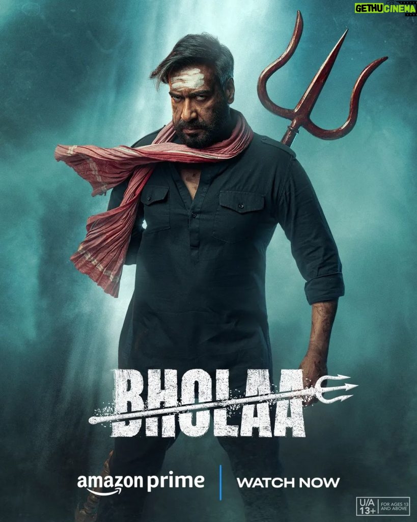 Ajay Devgn Instagram - follow Bholaa's relentless journey, filled with high-octane action that will keep you gripped from the start to the end! 🌪️ #BholaaOnPrime, watch now